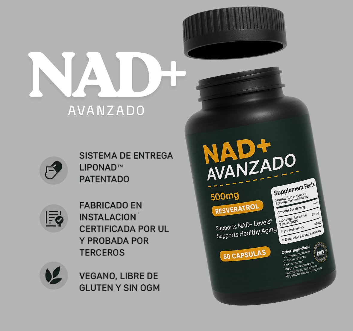 Ahora en una nueva presentación tu NAD+ Advanced con Resveratrol